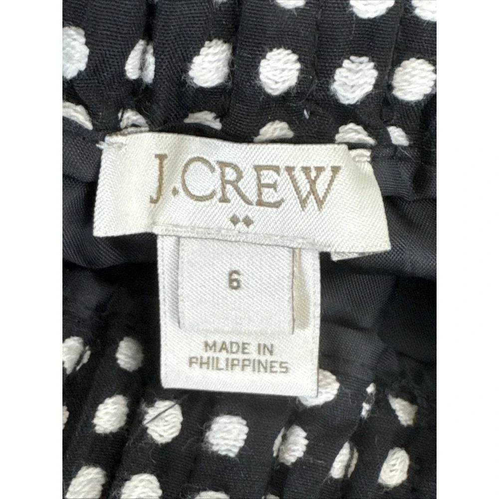 J.Crew Women's 6 Pull On Knit Mini Skirt Black Cream Polka-dot EUC Length‎ 17